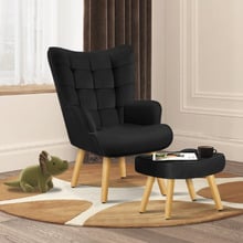 2 Piece Mauro Velvet Armchair & Footstool Set